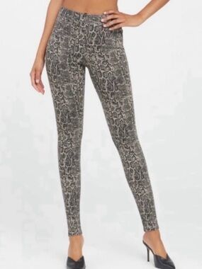 SPANX Jean-ish Snakeskin Print Ankle Leggings Size M High Rise Slim